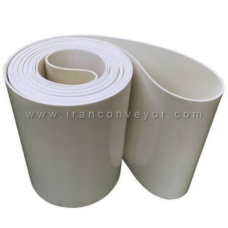 تسمه نقاله PVC صاف سفید ضخامت 4 میلیمتر